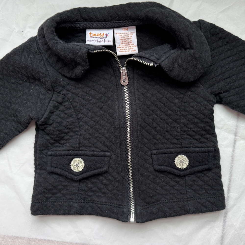 Truly scrumptious by Heidi Klum Black Quilted Baby Jacket size 12m